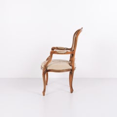 Neo-Rococo Armchair with Curved Legs and Patterned Floral Fabric, 1930s