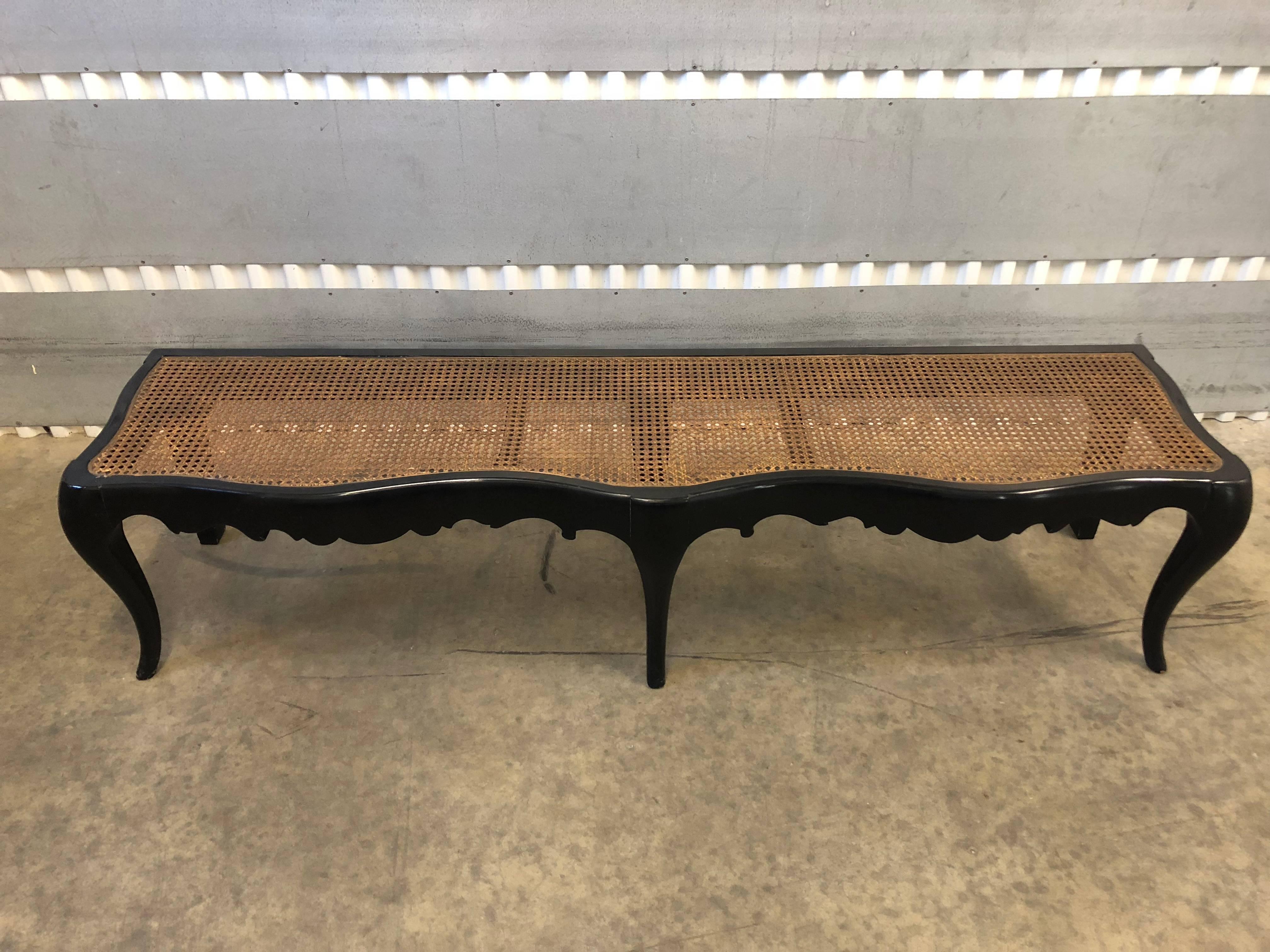 Hollywood Regency Caned Bench, 1950 1