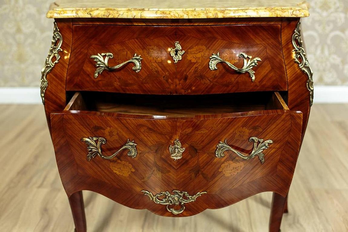 Neo-Rococo Inlaid Dresser Veneered with Mahogany, circa 1930 In Good Condition For Sale In Opole, PL