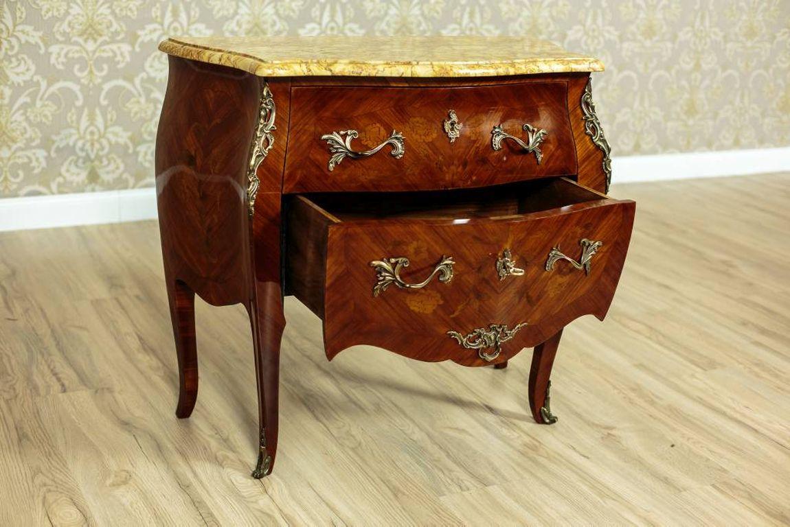 Marble Neo-Rococo Dresser Veneered with Mahogany, circa 1930