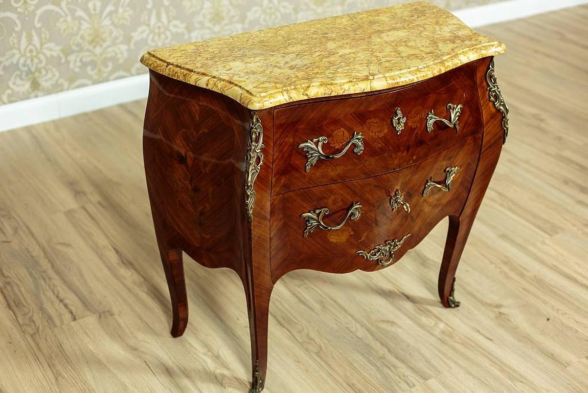 Marble Neo-Rococo Inlaid Dresser Veneered with Mahogany, circa 1930 For Sale