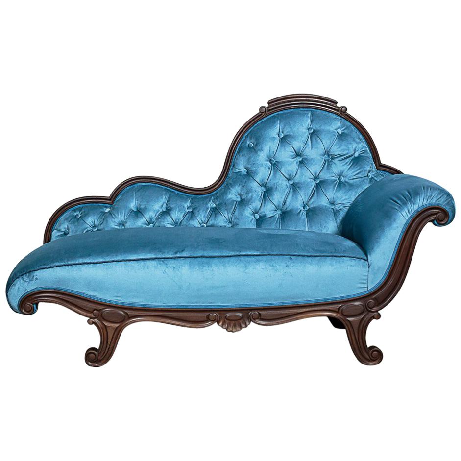 Neo-Rococo Mahogany Chaise Lounge after Renovation, circa 1900-1910