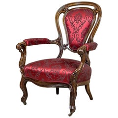 Neo-Rococo Walnut Armchair from the Early 20th Century