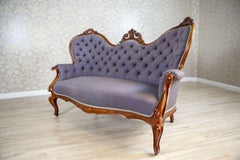 Rococo Revival Walnut Sofa Circa 1860 in Violet Upholstery