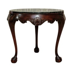 Neo-Rococo Walnut Small Table with a Marble Top, circa 1933