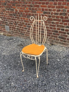 Neo Romantic Art Deco Chair in Lacquered Metal, circa 1940