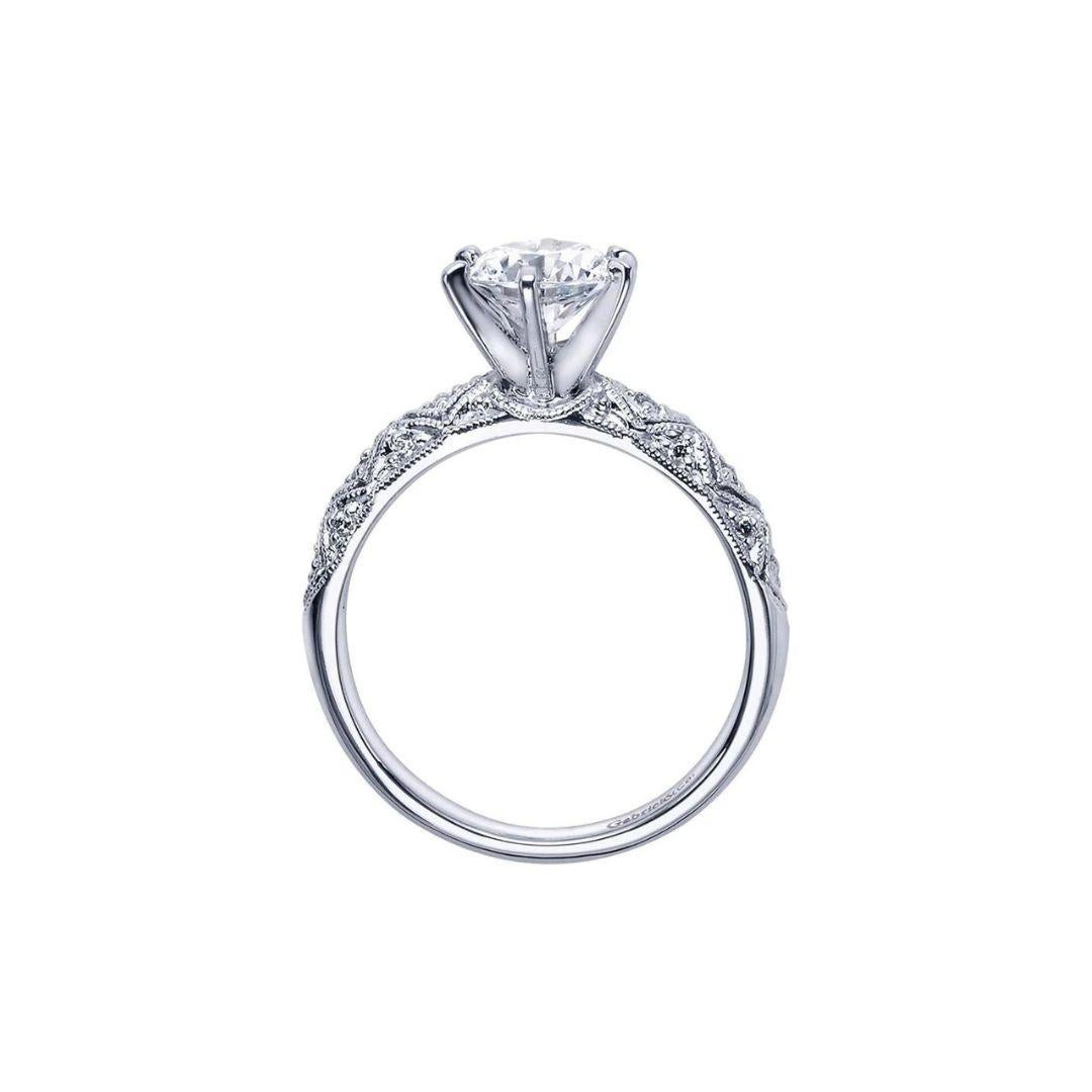 Neo Victorian Solitaire White Gold Diamond Engagement Ring In New Condition For Sale In Stamford, CT