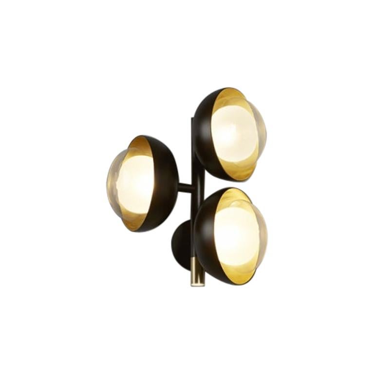 Neo Vintage Muse Wall 3 Lamps in Black Metal by Corrado Dotti For Sale