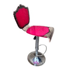 Neobaroque Pink Acrylic Glass Banquet Stool, Acrila 21th France