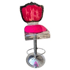 Taburete de banquete de cristal acrílico rosa neobarroco, Acrila 21 Francia