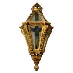 Grande lanterne italienne néoclassique du 19ème siècle dorée