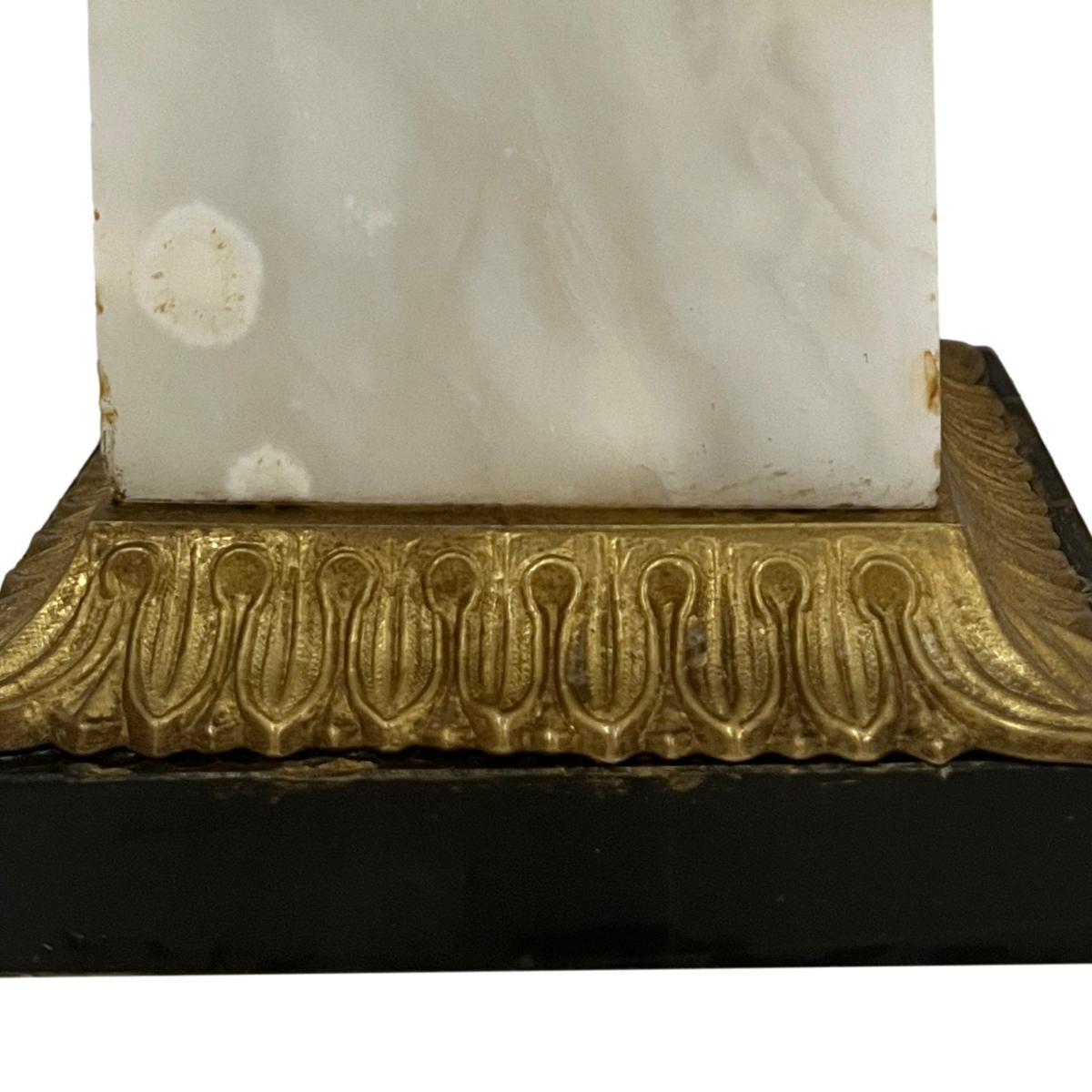Neoclassic Alabaster and Bronze Lamps In Good Condition For Sale In New York, NY