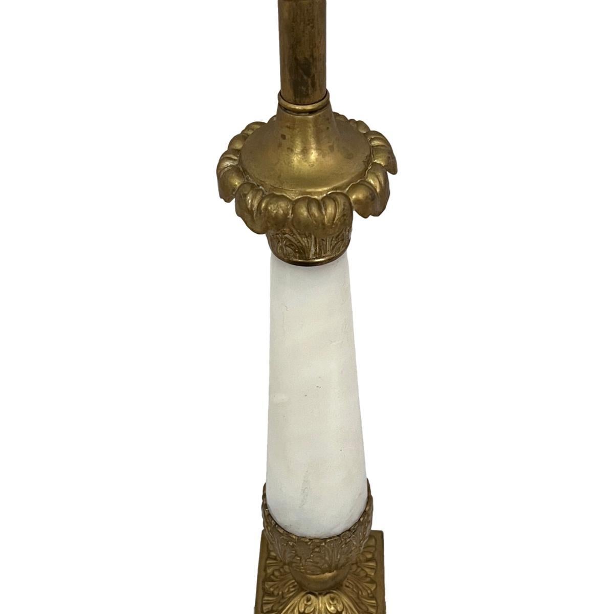 Early 20th Century Neoclassic Alabaster and Bronze Lamps For Sale