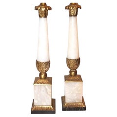 Lampade neoclassiche in alabastro e bronzo