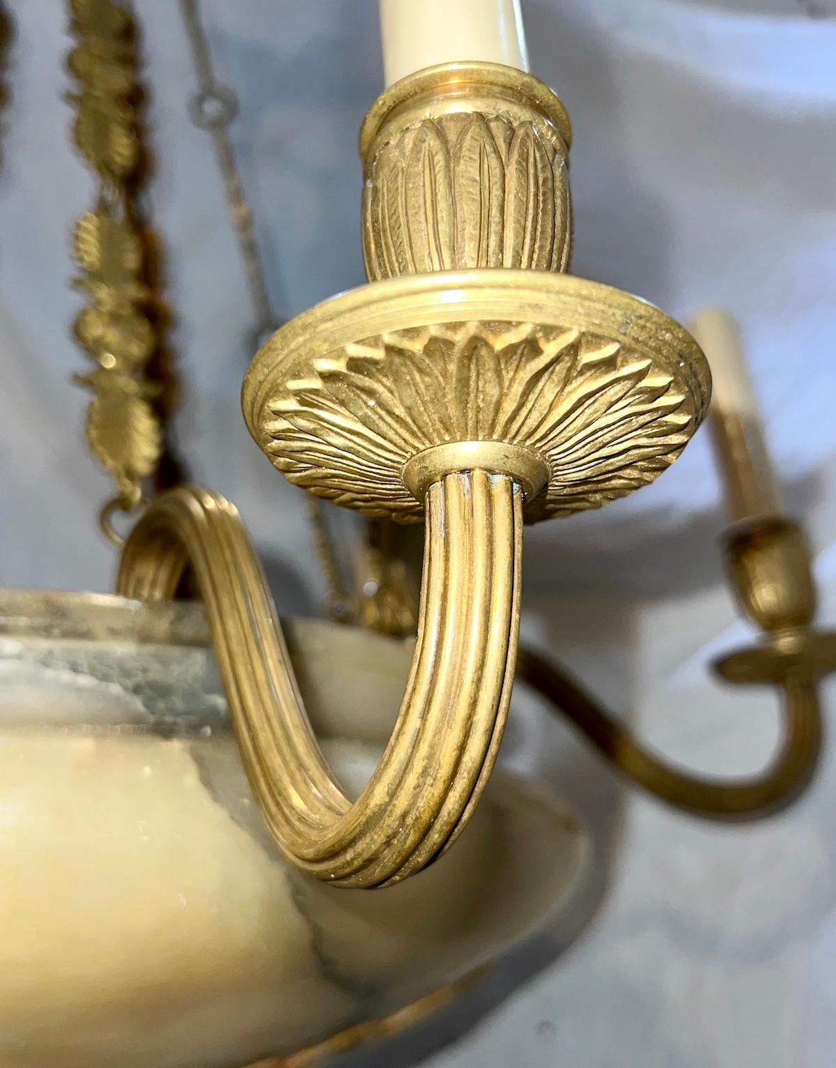 Neoclassic Alabaster Chandelier For Sale 1