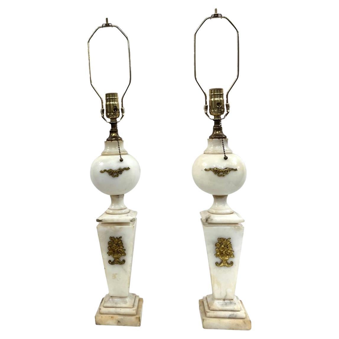 Neoklassizistische Alabaster-Tischlampen