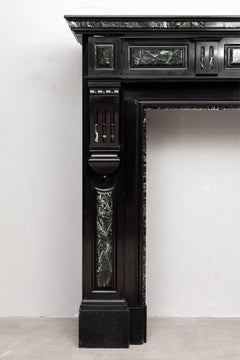 Neoclassic Black and Green Marble Antique Fireplace Mantel