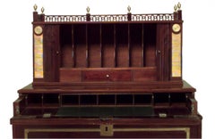 Secretaire neoclassico in ottone e mogano