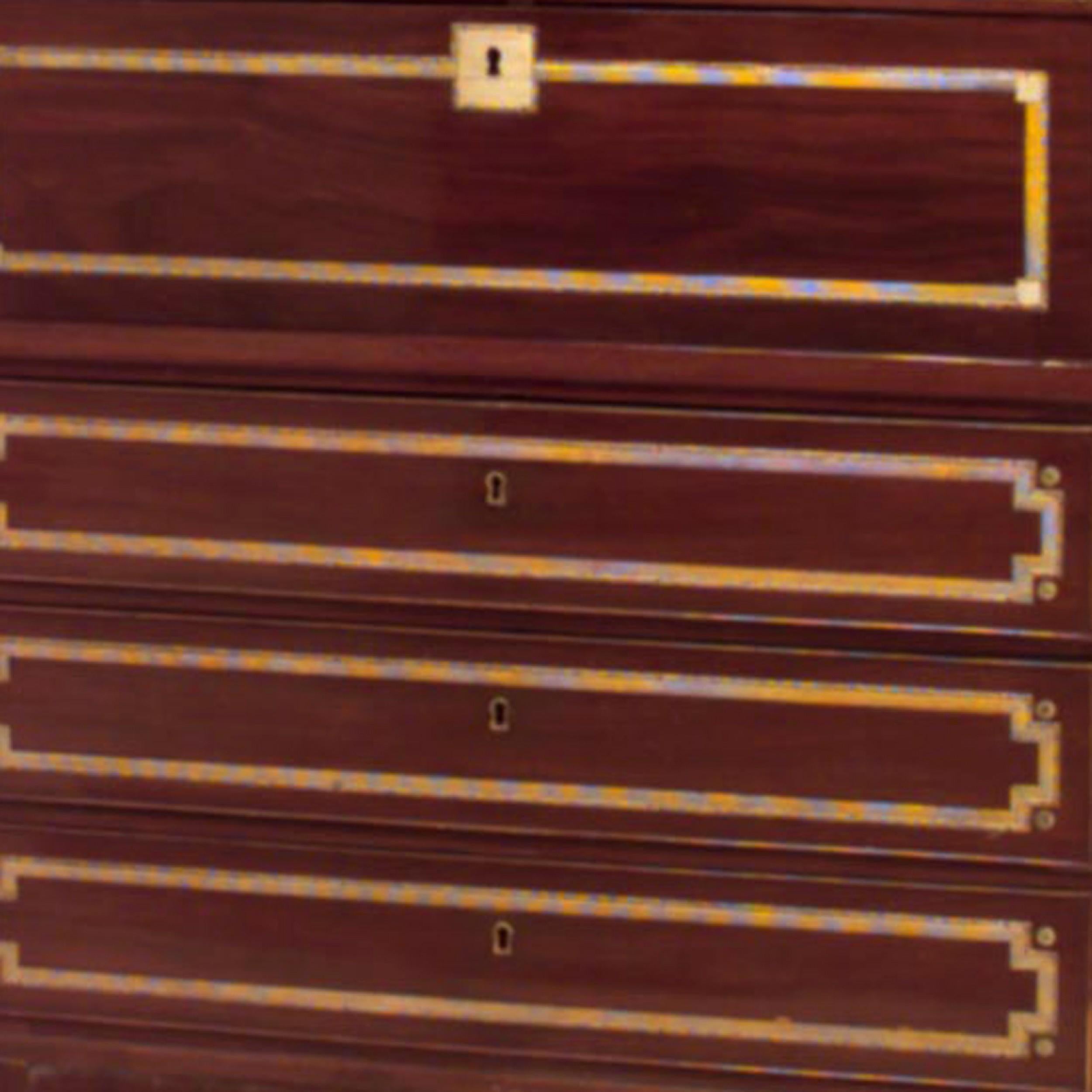 Neoclassic Brass and Mahogany Secretaire In Good Condition For Sale In Queens, NY