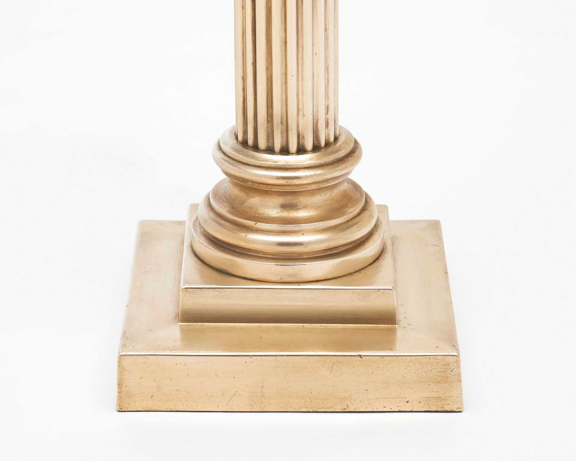 Neoclassic Brass Column Table Lamp For Sale 2