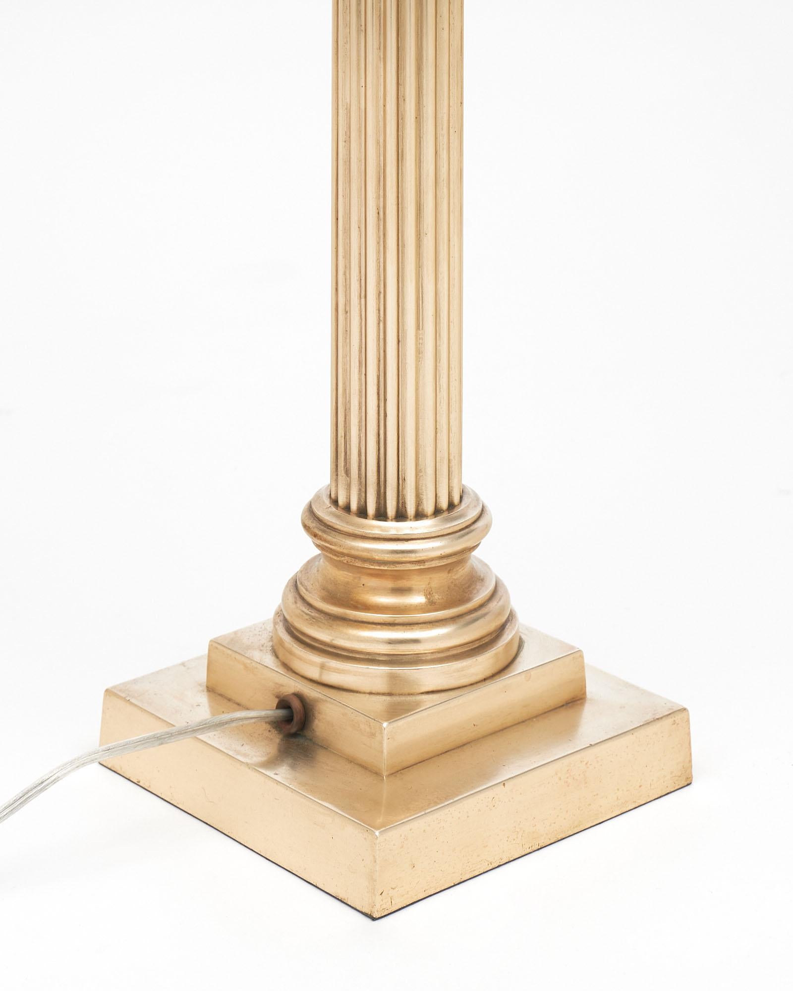 Neoclassic Brass Column Table Lamp For Sale 3