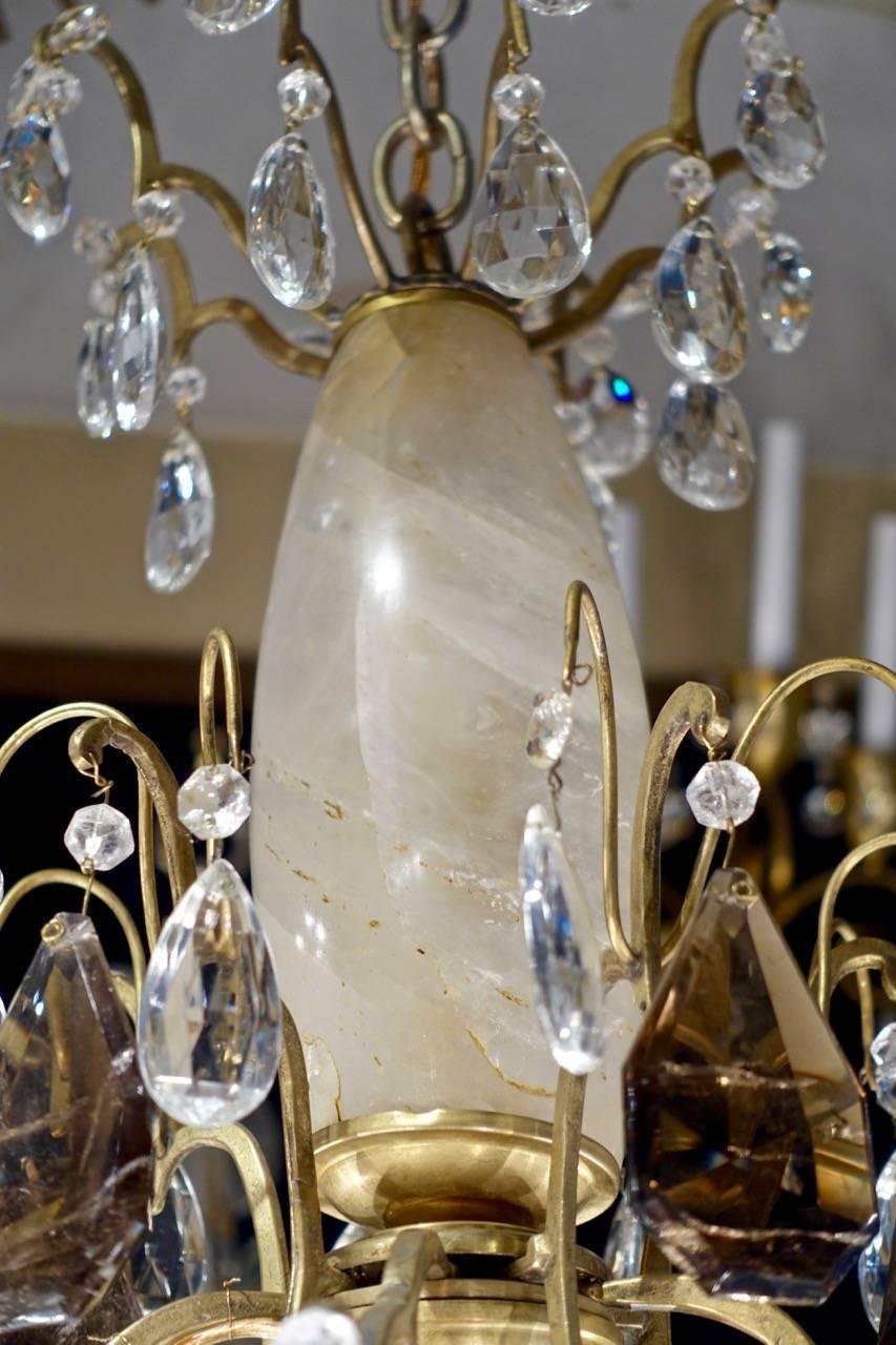 Antique Neoclassic Chandelier with Rock Crystal Pendants In Good Condition In New York, NY