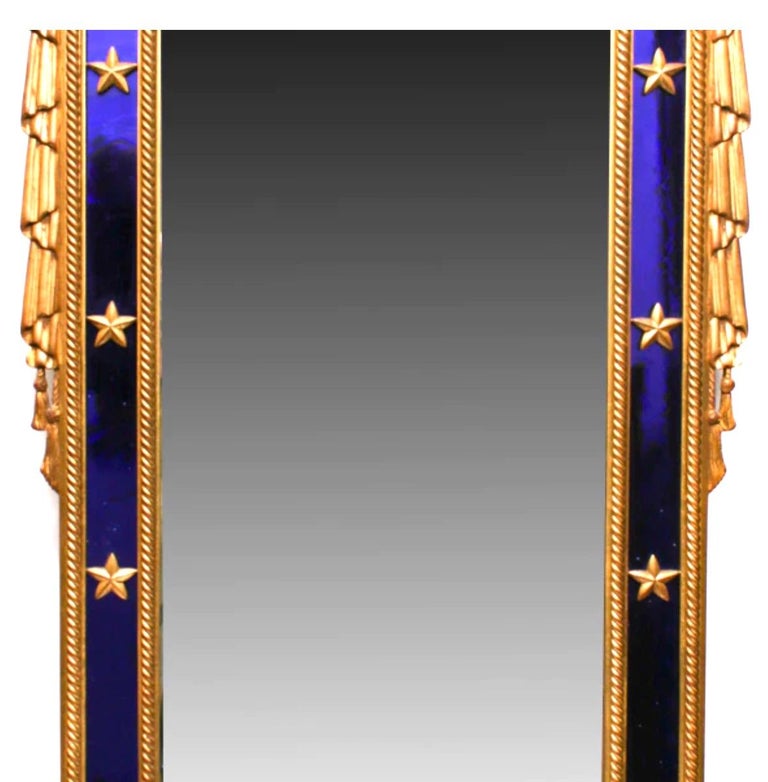 Carvers Guild Giltwood Cobalt Blue Glass Mirror For Sale at 1stDibs