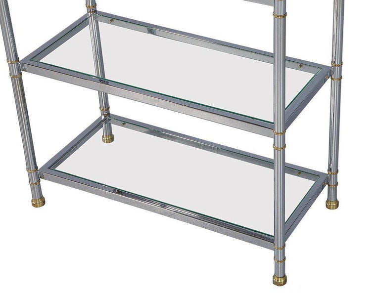 Neoclassical Neoclassic Chrome and Glass Etagere