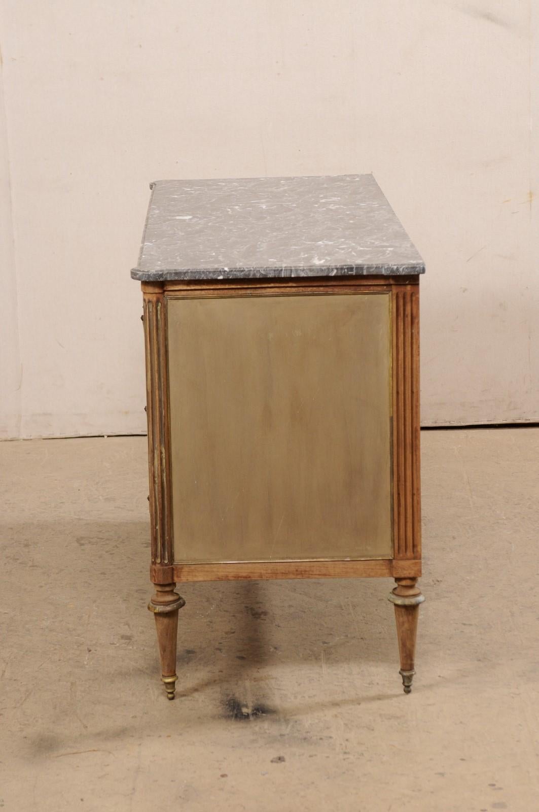 Neoclassic Commode w/its Original Gray Marble Top & Brass Trimmings/Hardware 3