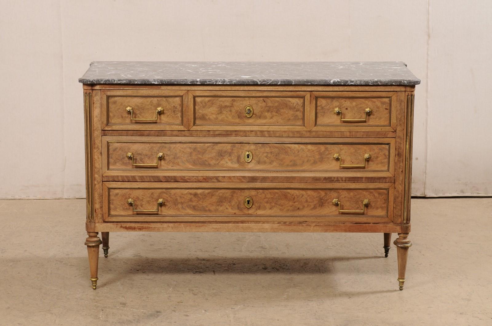 Neoclassic Commode w/its Original Gray Marble Top & Brass Trimmings/Hardware 5