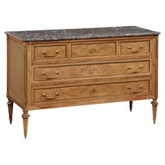 Neoclassic Commode w/its Original Gray Marble Top & Brass Trimmings/Hardware