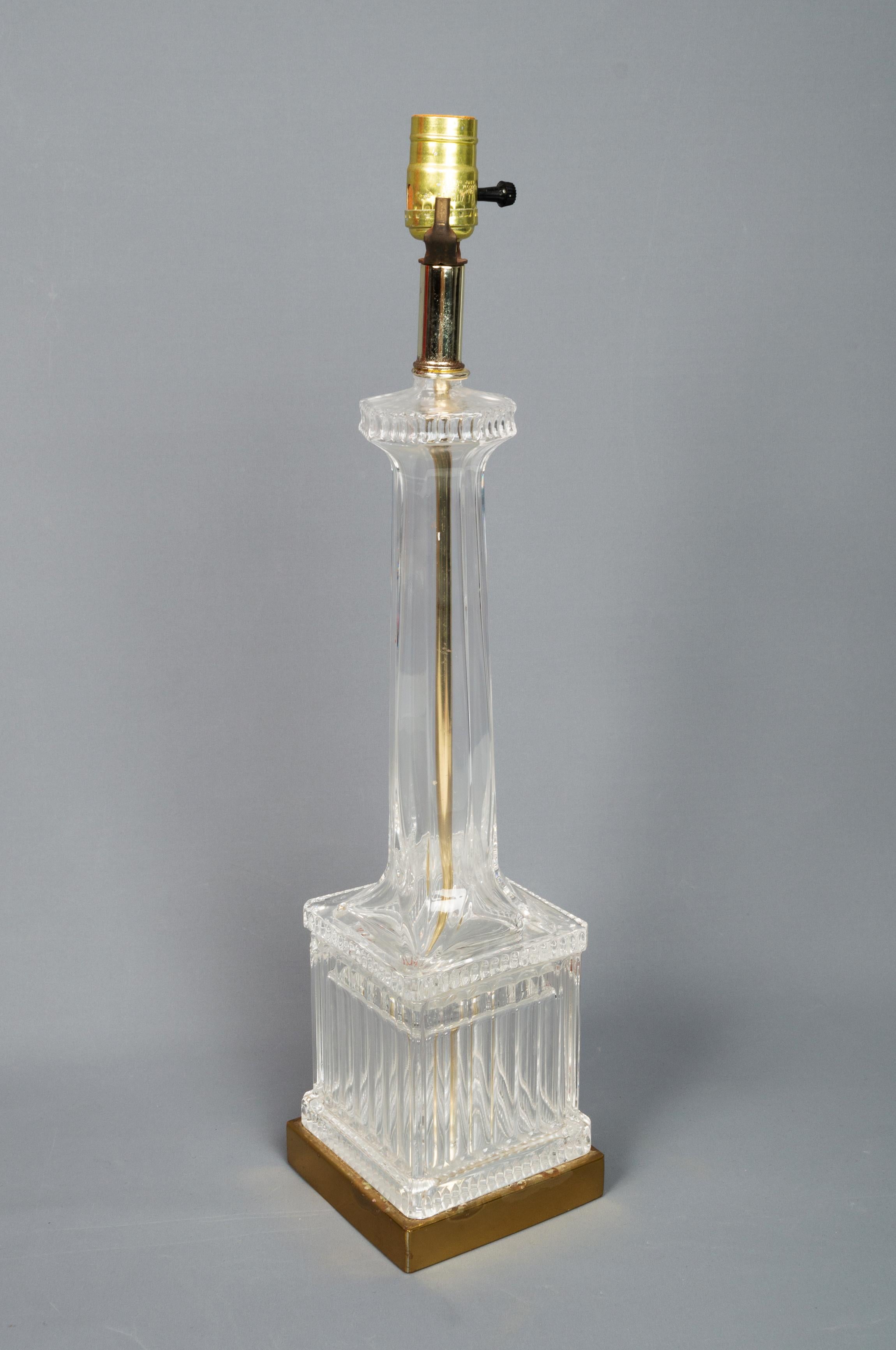 Neoclassical Neoclassic Cut Glass and Brass Table Lamp For Sale