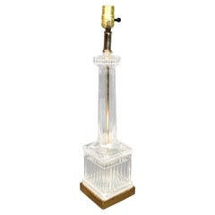 Neoclassic Cut Glass and Brass Table Lamp
