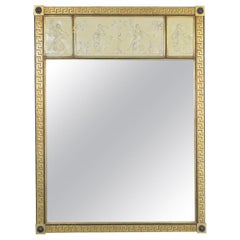 Neoclassic Figural Greek Key Gilded Wall Mirror, Circa 1950