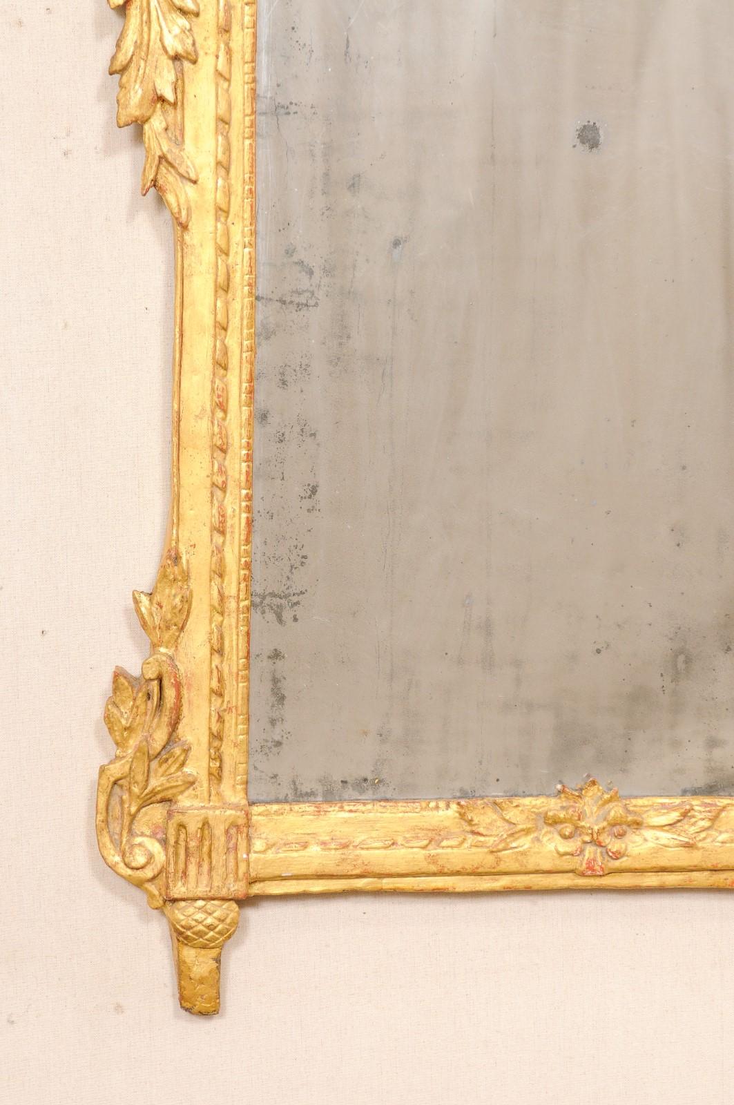 19th Century Neoclassic French Carved & Gilt Wood Mirror with Bow-Tie & Mirror Crest, 19th C.