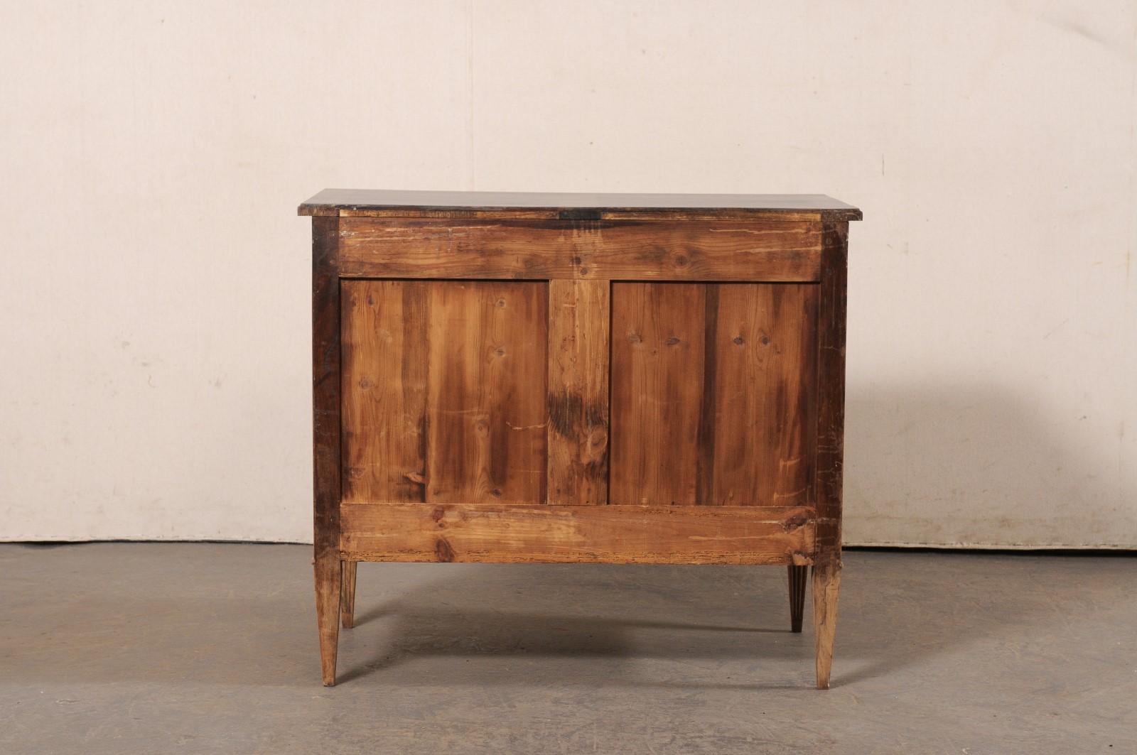 Neoclassic French Flute-Carved Commode, Bleached w/Grey Top and Accent Trim For Sale 2