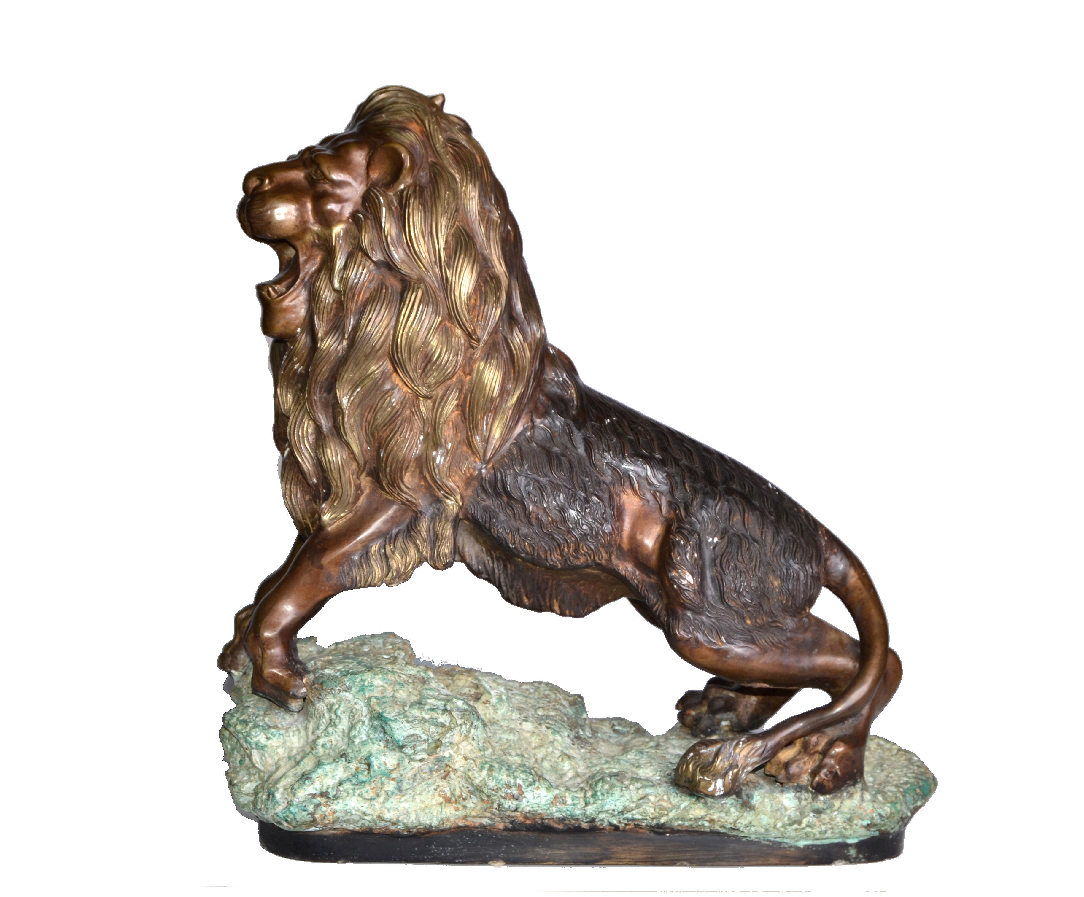Lion néoclassique français en bronze massif épais de style néoclassique en vente 3