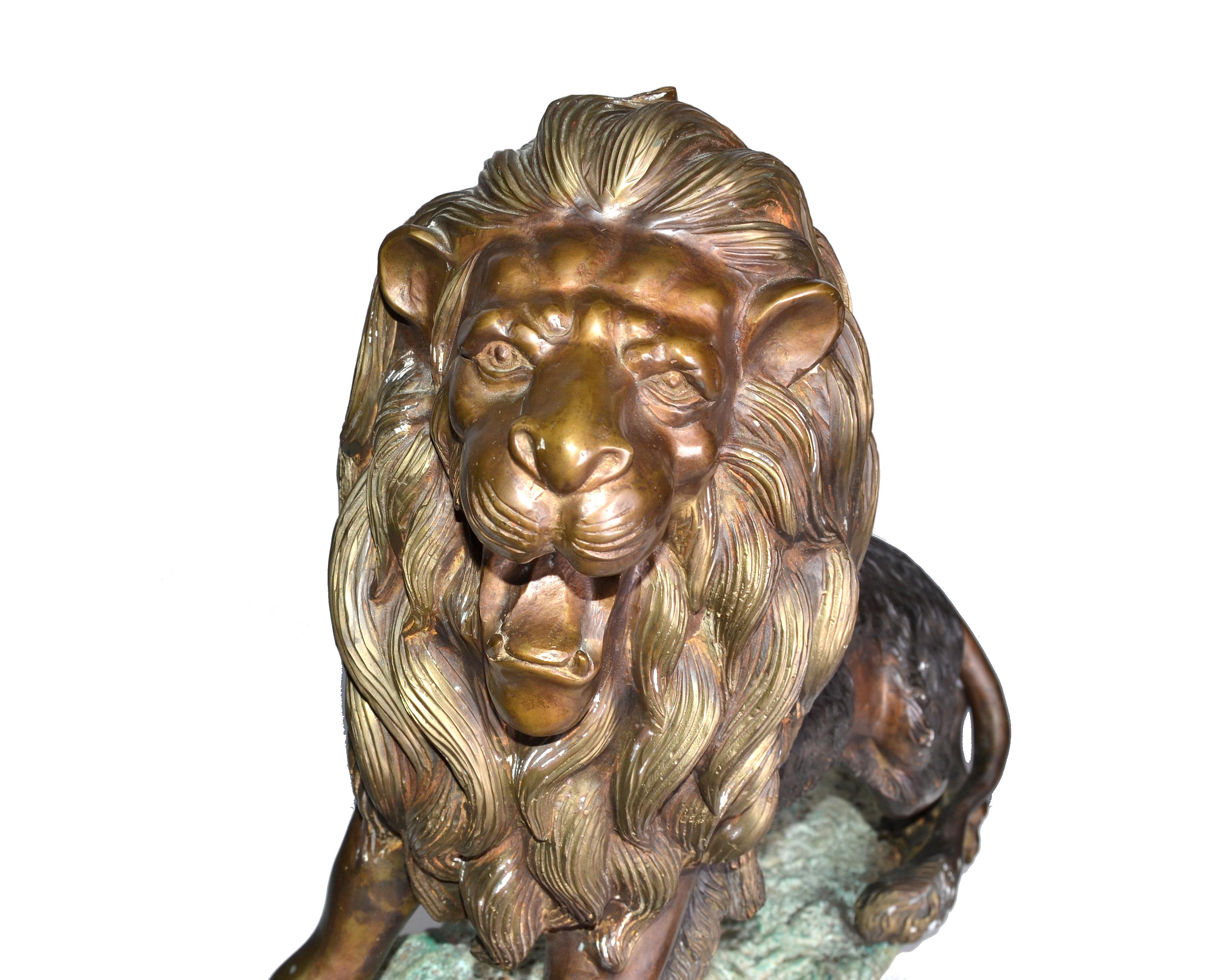 Neoclassic French large and very heavy solid bronze lion on a marble base.
No markings.
Very detailed and lovely made.