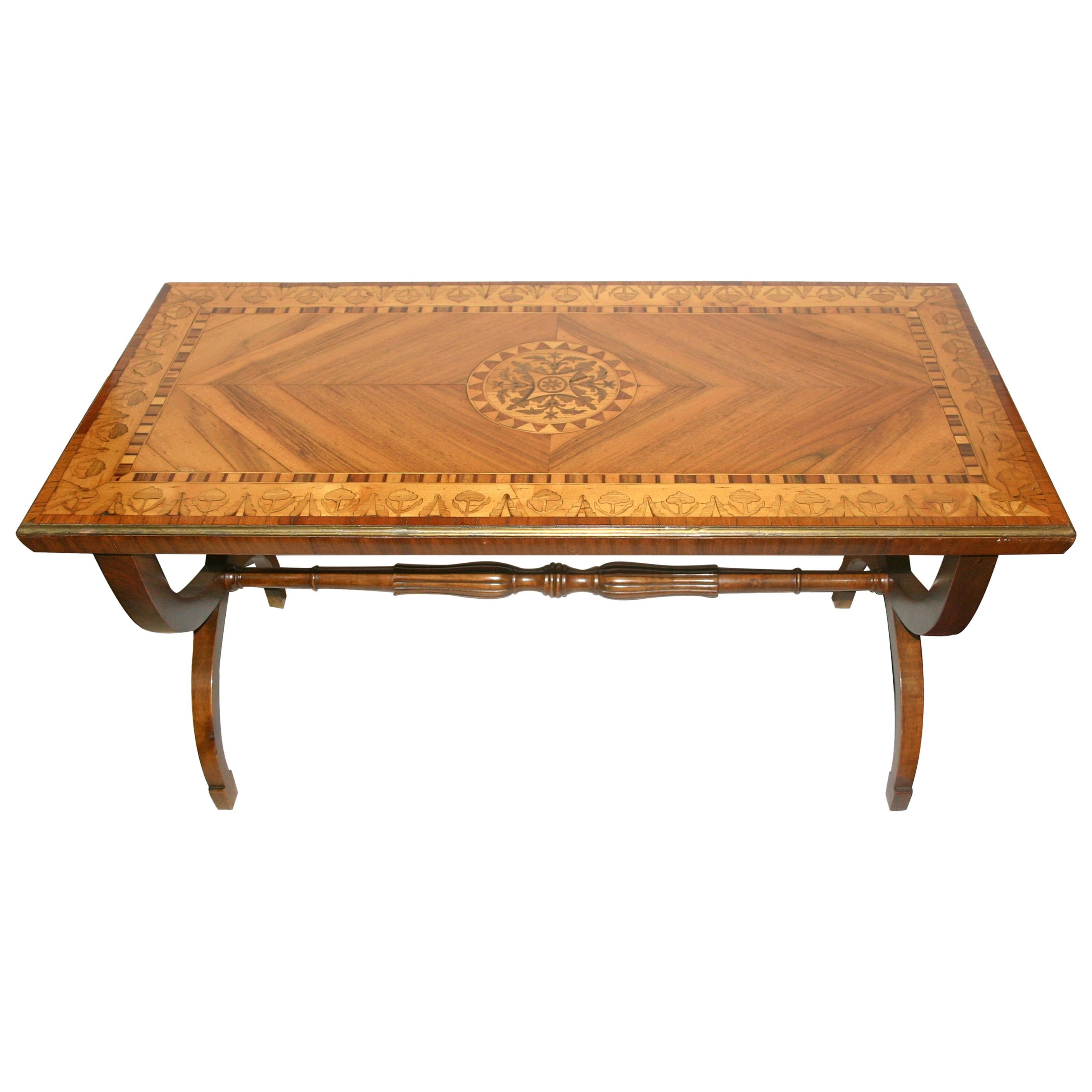 Neoclassic French Marquetry Coffee Table For Sale