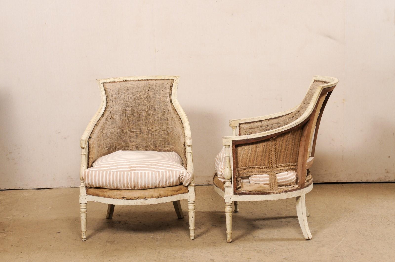Neoclassic French Pair of 19th C. Bergères Armchairs 'Nicely Sized Seats!' For Sale 4