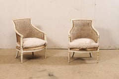 Neoclassic French Pair of 19th C. Bergères Armchairs 'Nicely Sized Seats!'
