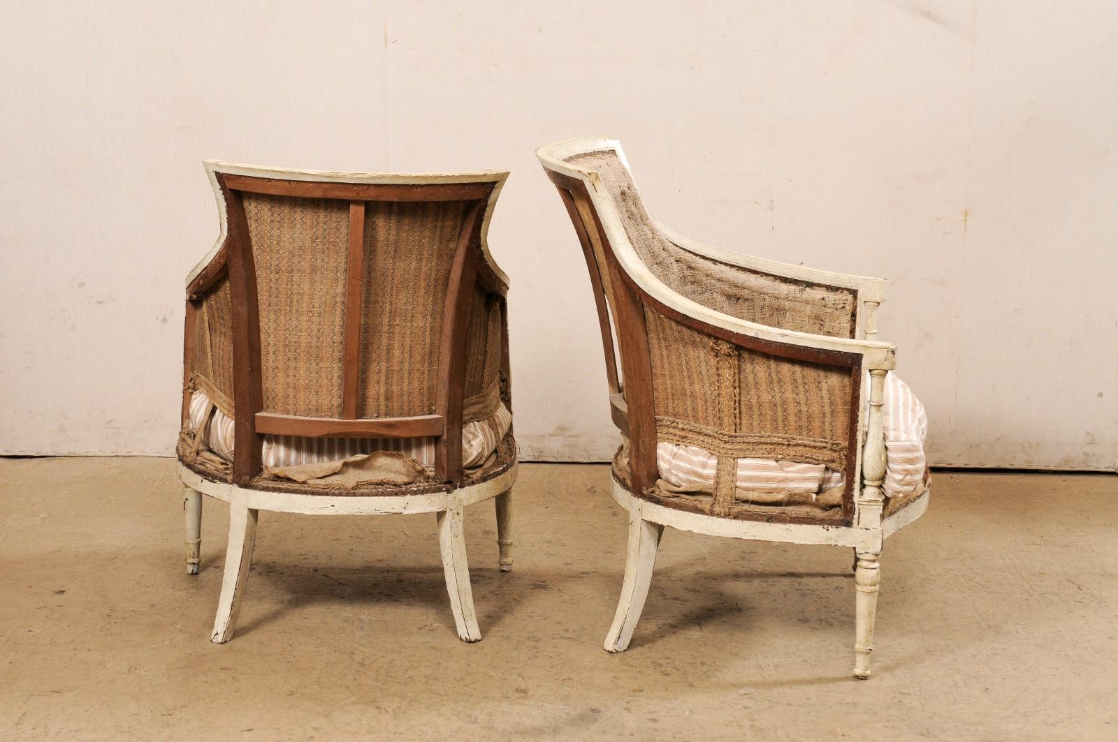 Neoclassic French Pair of 19th C. Bergères Armchairs 'Nicely Sized Seats!' For Sale 1