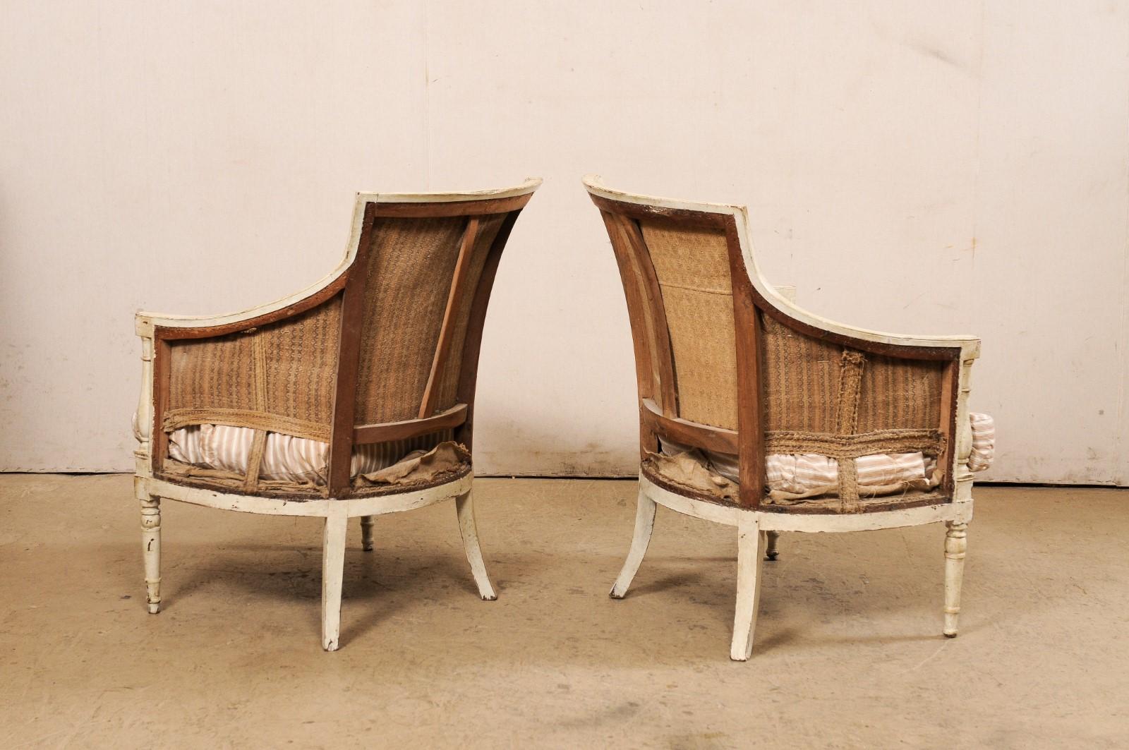 Neoclassic French Pair of 19th C. Bergères Armchairs 'Nicely Sized Seats!' For Sale 2