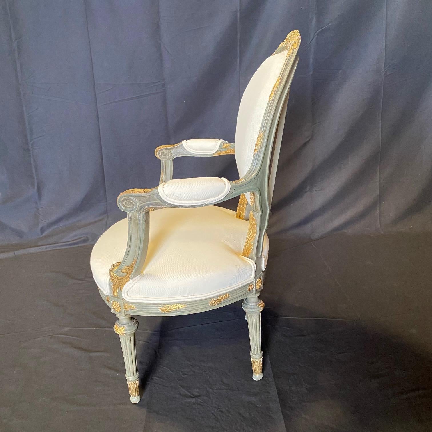  Neoclassic French Pair of 19th Century Period Louis XV Fauteuils or Armchairs For Sale 3