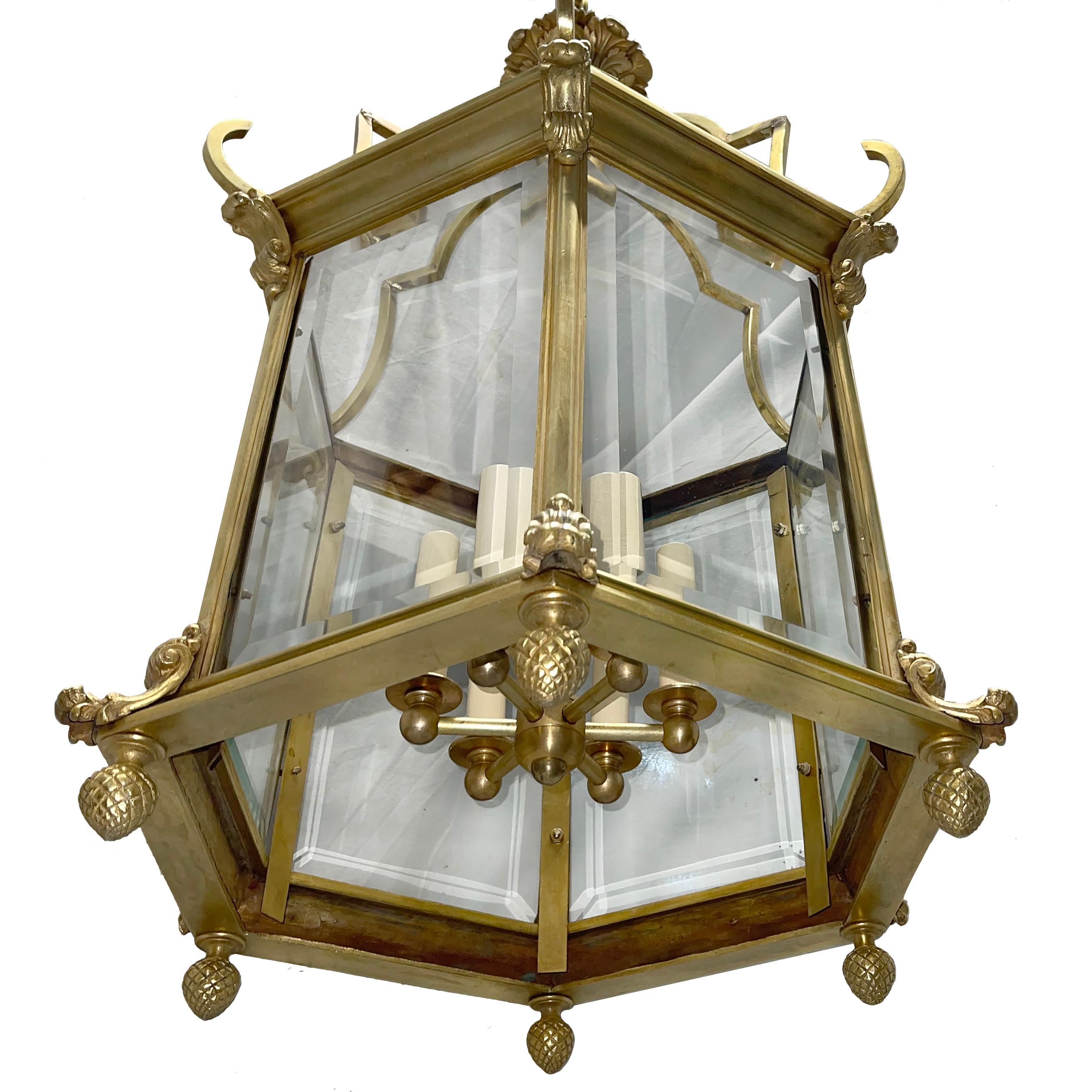 European Neoclassic Gilt Bronze Lantern For Sale