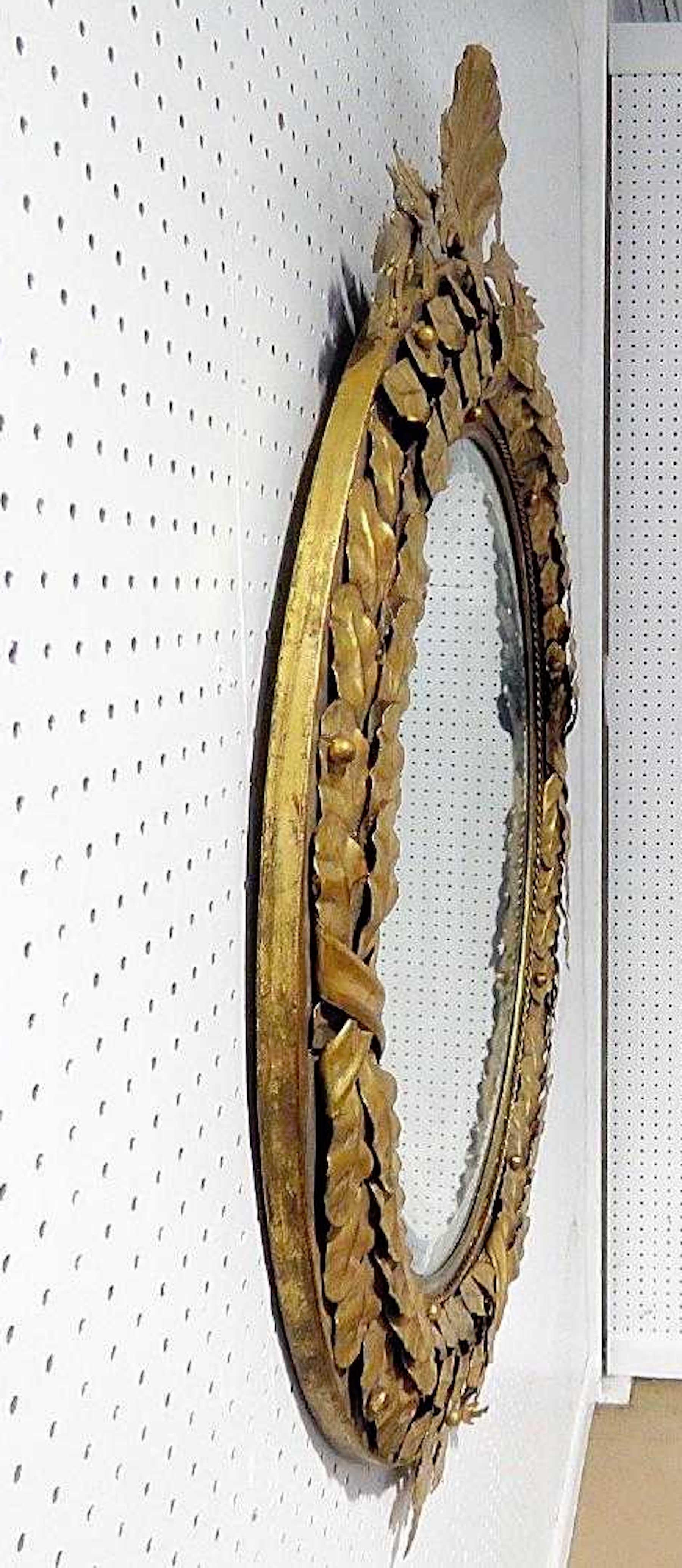 20th Century Neoclassic Gilt Tole Shell Motif Mirror For Sale