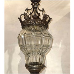 Neoclassic Glass and Bronze Lantern