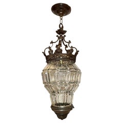 Neoclassic Glass and Bronze Lantern