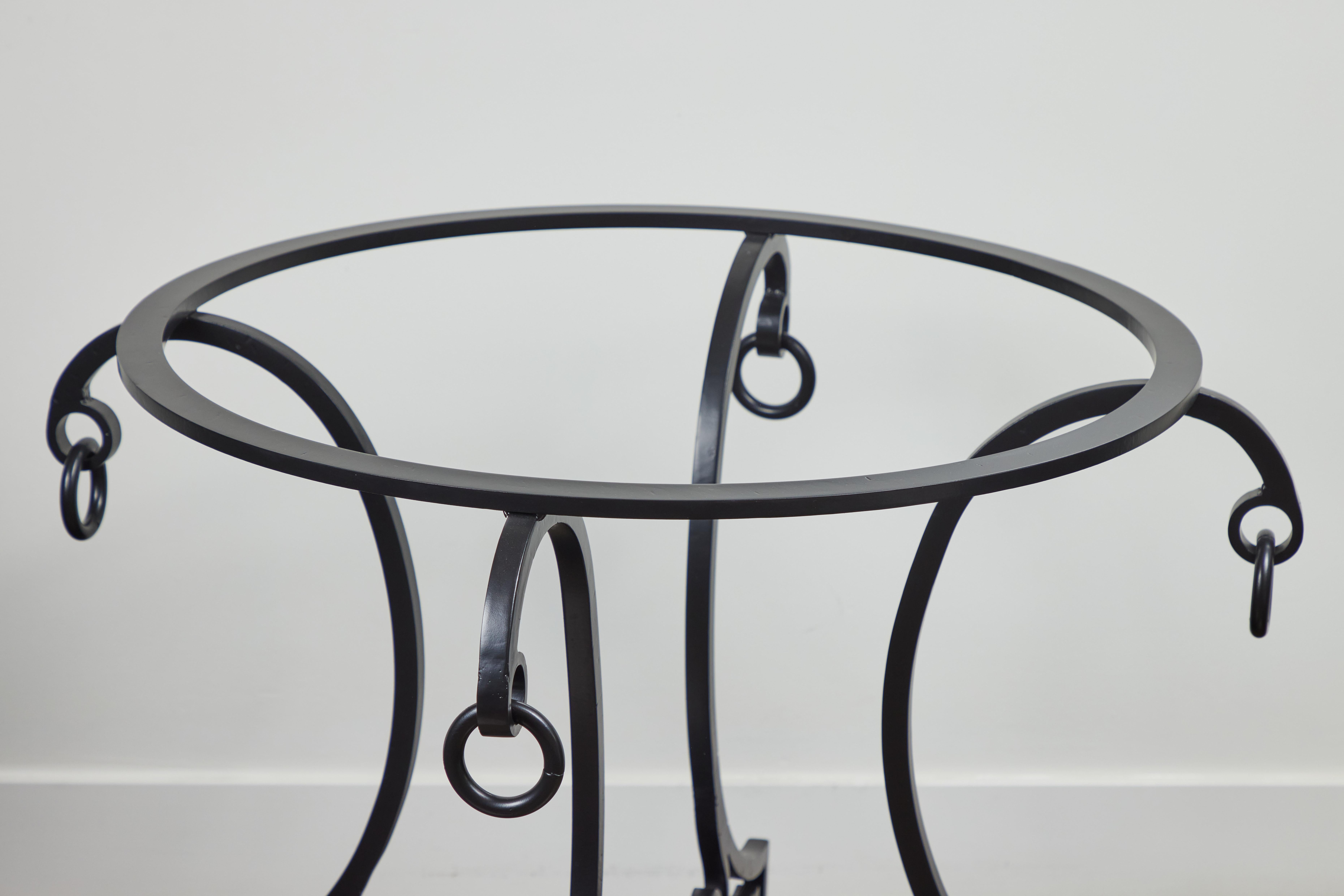 Glass Neoclassic Greek Key Wrought Iron Center or Dining Table For Sale