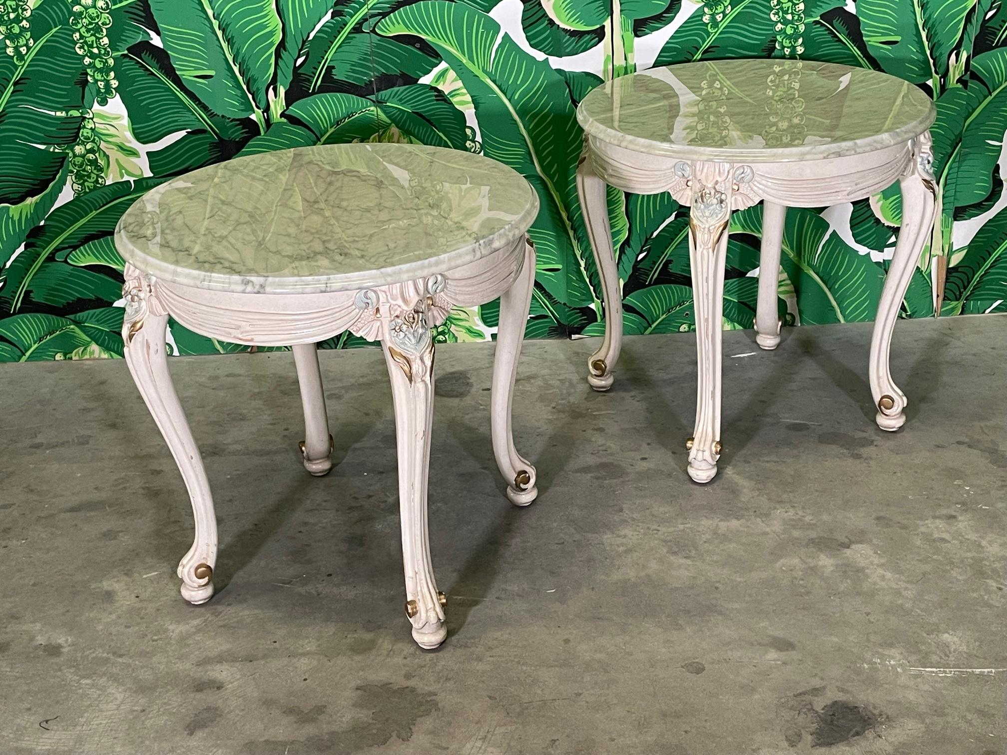 Neoclassical Neoclassic Marble Top End Tables, a Pair For Sale